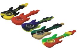 Colorido Tubo de silicona Tobacco para bongos de agua forma de guitar