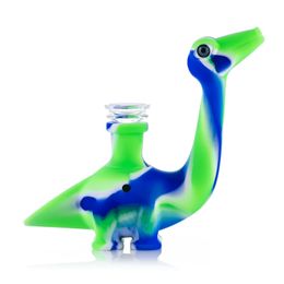 Pipes en silicone colorées Dinos Dinosaure Style Portable Amovible Convertir Verre Singlehole Filtre Bol Sèche Herbe Tabac Porte-Cigarette Bong Fumer Tube