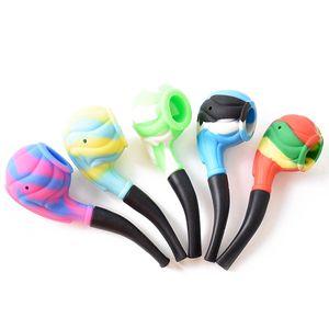 Coloré Pipes En Silicone Pétales Style Filtre En Verre Portable Nineholes Écran Cuillère Bol Herbe Tabac Main Porte-Cigarette Narguilé Pipe À Eau Bong Fumer DHL