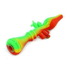 Pipes en silicone colorées Forme de grenade propulsée par fusée Herb Tabac Oil Rigs Filtre en verre Bol Pipes portables Fumer Cigarette Porte-main Tube DHL