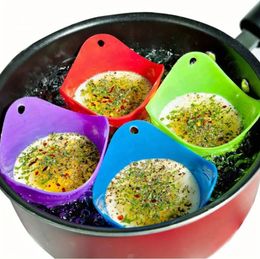 Cazadores furtivos de silicona coloridos: tazas antiadherentes para cocinar huevos para escalfar y cocinar al vapor, resistentes al calor, juego de 4