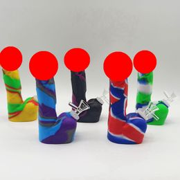 Coloré Silicone Portable Amovible Bubbler Tuyaux Herbe Sèche Filtre À Tabac Cuillère Bol Conception Innovante Bong Fumer Pipe À Eau Porte-Cigarette DHL