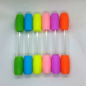 Coloré Silicone Protéger Portable Pyrex Tuyaux En Verre Épais Herbe Sèche Tabac Porte-Cigarette One Hitter Catcher Filtre À Fumer À La Main Embouchure Dégustateur