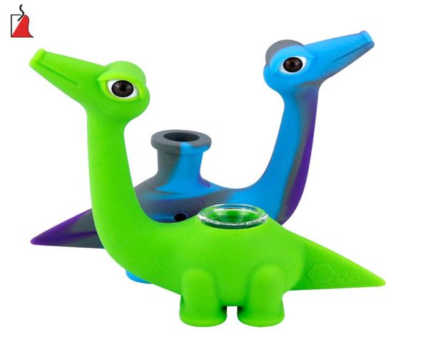 Pipes à fumer en silicone colorées vendent des conduites d'eau décoratives de dinosaure pour fumer des accessoires de fumée 10 couleurs 8625733