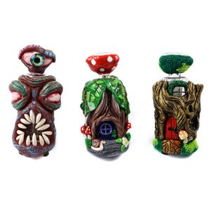 Kleurrijke schedelvormen Halloween -stijl Pyrex glazen handbuizen roken accessoires Heady Oil Burner kleine Bongs tabak gereedschap Dab Rigs mini rookpijpen