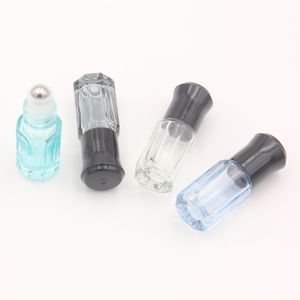 Petite bouteille de rouleau en verre colorée de 3 ml Mini bouteilles d'huile essentielle 6 ml avec rouleau en acier inoxydable sur la boule