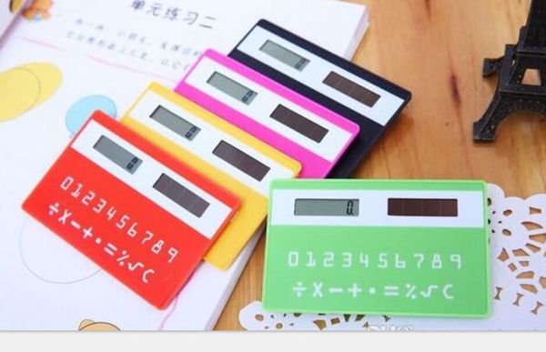 Petite calculatrice de poche mince colorée, carte de papeterie, calculatrice Portable, Mini carte Ultra-mince, calculatrice à énergie solaire