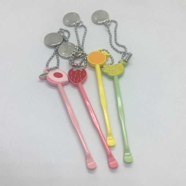 Coloré Fumer Fruits Style Décoration Métal Alliage Portable Pendentif Snuff Sniffer Tabac Huile Rigs Cuillère Cire Pelle Dabber Scoop Narguilé Bong Paille Pointe Ongles DHL