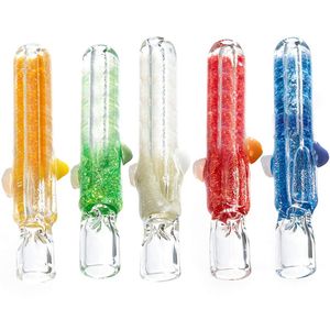 Coloré Fumer Glitter Congelable Liquide Filtre Tube Tuyaux Pyrex Verre Épais Bong Portable Herbe Sèche Tabac Catcher Taster Bat One Hitter Porte-Cigarette DHL Gratuit