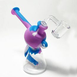 Kleurrijk Roken Halfrond Siliconen Bong Pijpenset Glazen Fles Reizen Bubbler Tabaksfilter Trechter Lepel Kom Olieplatforms Waterpijp Dabber Houder