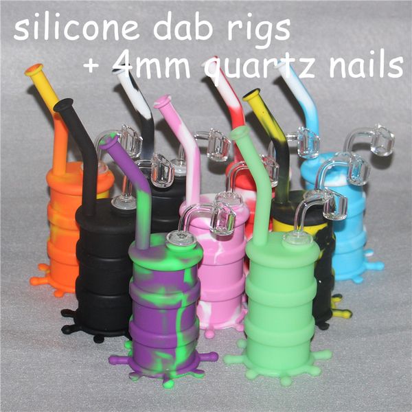 Coloracons de nargues à fumer des bangs de plate-forme d'huile de silicone avec des plates-formes à huile de silicium en verre en verre toutes claires de 4 mm d'épaisseur 14 mm ongles de quartz mâle