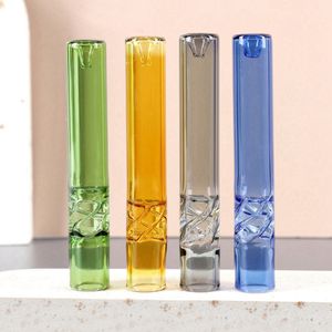 Coloré Fumer Twist Tube One Hitter Pyrex Verre Épais Portable Bong Herb Pipes À Tabac Porte-Cigarette Pipe À Main Filtre Embouchure Catcher Taster Bat Tips DHL