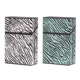 Fumer coloré Zebra-Stripe Skin Pattern Étuis à cigarettes Boîte de rangement en plastique Boîtier exclusif Ouverture automatique à ressort Flip Cover Étanche à l'humidité Stash Case