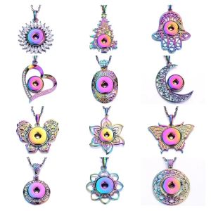 Kleurrijke snap ketting sieraden 18 mm snap knop boom Water drop hart ketting voor vrouwen snaps sieraden diy hanger ketting