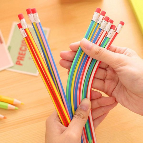 Crayons souples colorés pliables, crayon de dessin avec gomme, stylo de peinture artistique pour étudiants, école