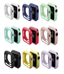 Coque en silicone souple colorée pour Apple Watch iWatch Series 1 2 3 4 Housse de protection complète 42 mm 38 mm 40 mm 44 mm Accessoires de bande 2558585