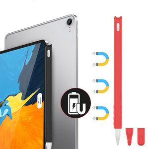 Coque en silicone souple colorée Housse de protection Anti-chute pour Apple Pencil 2nd iPad Pro Tablet Stylos tactiles avec 2 manches Nib