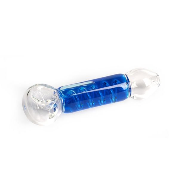 Colorful Sparkle Freezable Liquid Filled Pipes Pyrex Tubo de fumar de vidrio grueso Tubo de mano Hecho a mano Hierba seca Tabaco Plataformas de aceite Filtro de bobina Bong Titular de cigarrillos DHL Gratis