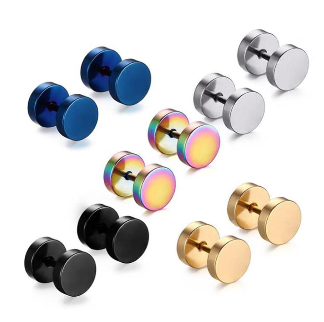 Colorful Stainless Steel Barbell Ear Stud Body Dumbbell Earrings Body Piercing Jewellery For Men and Women6357672