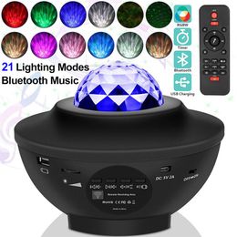 Kleurrijke sterrenhemel Projector Licht Bluetooth USB Voice Control Music Player Luider LED Night Light Galaxy Star Projection Lamp310q