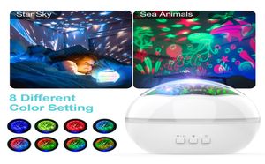 Colorida estrellas proyectores estrellados Lightsea World LED Night Light 8 Colors Proyector de proyector rotativo USB para niños Room4107893