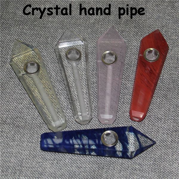 tubos de cuchara de mano de piedra de colores Cristal embriagador pipa de tabaco fumar bong de bolsillo