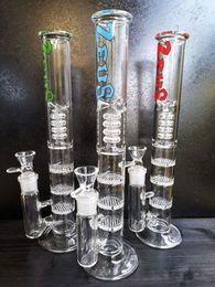 Tube droit coloré Bong en verre triple couche peigne Perc narguilé percolateur conduites d'eau receveur de glace huile capiteuse Dab Rig Tonado Bongs kothy hot shop