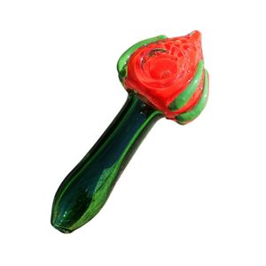 Pipes de style fraise colorées Pyrex verre épais conception portable cuillère filtre herbe sèche tabac Bong pipe à main