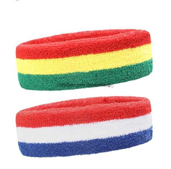 Diadema de toalla de rayas de colores, cintas deportivas de algodón suave, cintas para el pelo para absorber el sudor, cintas para la cabeza de yoga, cinta para el sudor de tenis, baloncesto, bandas para el sudor deportivas para gimnasio