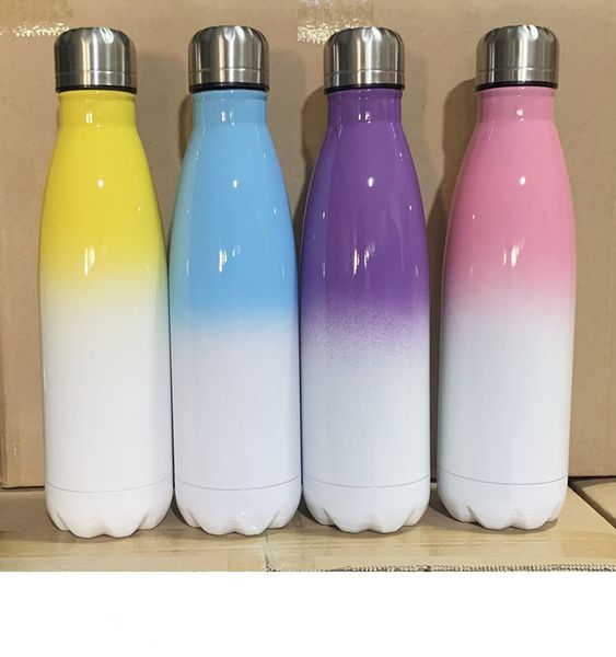 Sublimación colorida Botella de Cola de 17 oz Botella de agua de acero inoxidable Vaso con forma de Cola con aislamiento de doble pared mejor para personalizar