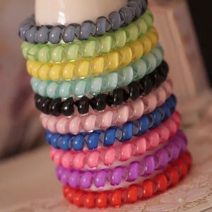 Cable de teléfono colorido, soporte para colas de caballo, goma de mascar, cuerda elástica para el pelo para niñas, pulsera de Color caramelo, 18 colores