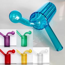 Tubo de narguile de vidrio grueso colorido Aceite Dab Rig Tazón de tabaco Quemador de vidrio integrado Percolador Bubbler bong Tubos de agua Shisha Hookahs