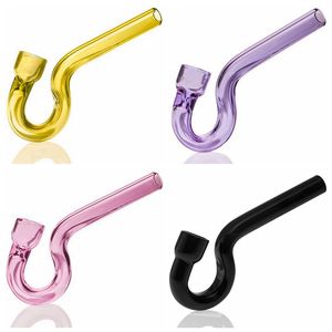 Coloré Épais Verre Pipes Cendrier Dégustateur Fumer Herbe Sèche Filtre À Tabac Portable Mini Pipes À Main Crochet Un Frappeur Haute Qualité Embouchure DHL Gratuit