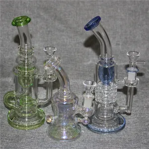 Colorido Grueso Mini Dab Rig Glass Bongs Hookahs Inline Perc Water Pipes 14mm Joint Oil Rigs Small Bong Con 4mm Quartz Banger