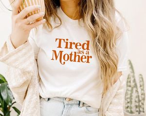 Kleurrijk moe als een moeder tee t-shirt mom life shirt trendy vakantie moeders dag vrouwen mode katoen vintage top