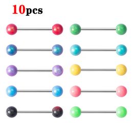 Colorful Tongue Ring Acrylic Ball Tongue Piercing Stainless Steel Bar Nipple Barbell Women Stud Sexy Tongue Jewelry
