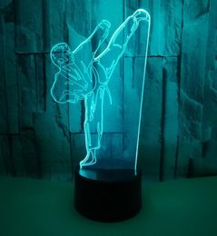 Lampe 3D Taekwondo avec télécommande tactile colorée, cadeau personnalisé, petite lampe de table 3D, veilleuse personnalisée pour cadeaux de campus8004032