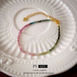 Bracelet perlé coloré tourmaline, petits boucles d'oreilles fraîches, personnalisées, à la mode, hautement conçues, simple et polyvalente pour les déplacements