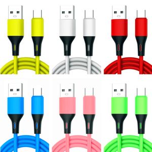 1m 3ft Colorful TPE Soft cables USB-C Type c Micro USb Cable For Samsung Huawei P30 P40 htc android phone pc