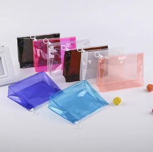 Sac à fermeture éclair en plastique transparent coloré sac de papeterie en PVC cosmétique sac de lavage créatif en gros