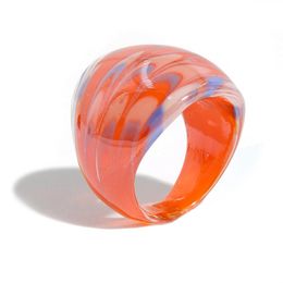 Kleurrijke transparante ringen onregelmatige geometrische eenvoudige glazen ring voor vrouwen meisjes sieraden partij geschenken 2021