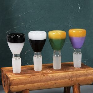 Buntes zweifarbiges Glas zum Rauchen, 14 mm, 18 mm, männliches Gelenk, Kräuter-Tabak-Filterschüssel, Bohrinseln, tragbarer, austauschbarer Bubbler, Wasserpfeife, Bong, DownStem-Halter