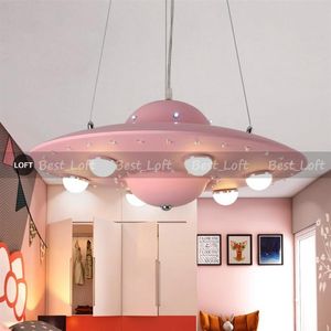 Kleurrijke UFO Vliegende schotels Kroonluchter Noordse creatieve jongens Girls Kinderkamers Hanglamp Lights Slaapkamers Restaurant8244799319U