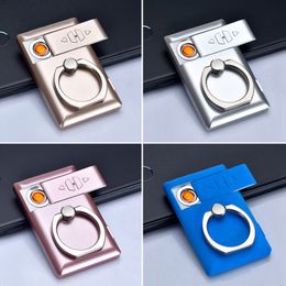 Kleurrijke USB -vinger mobiele telefoon lichter opladen droge kruiden tabak sigaretten rokenhouder draagbare ringbeugel buckle innovatieve ontwerp aanstekers dhl