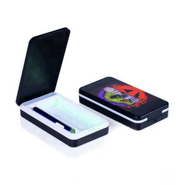 Colorful USB LED Lamp Lighting Dry Herb Tabacco per sigarette Custodia portatile con accendino Flip Fold Holder Storage Box per fumatori Design innovativo DHL Free