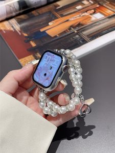 Bracelet de luxe Double perle pour Apple Watch série Ultra/2/9/8/7/6/5/4/3/ 41 45mm Bracelet de montre panoramique pour IWatch 40 44 49mm