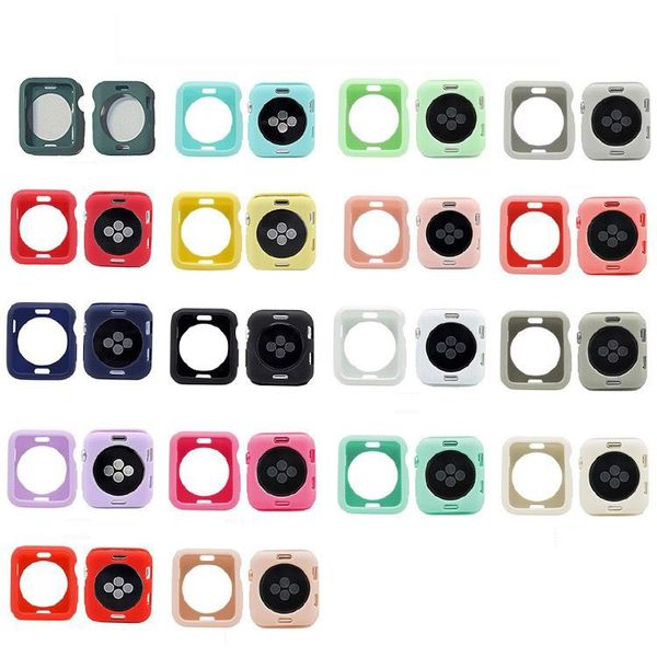 Estuches de reloj coloridos para Watch Series 8 7 6 1 2 3 4 5 Funda de silicona TPU suave Marco protector de pantalla Cubierta de parachoques