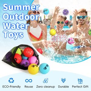 Ballons d'eau colorés 6 packs réutilisables Balle de soleil ballon ballon pour la piscine de la piscine de la famille de la famille de la famille amusante en plein air pour enfants 240410