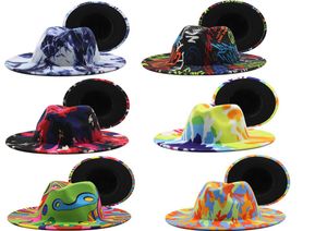 Colorful Wide Brim Church Derby Top Party Hat Panama Feel Fedoras for Men Women Wool Artificial British Style Jazz Cap7502431