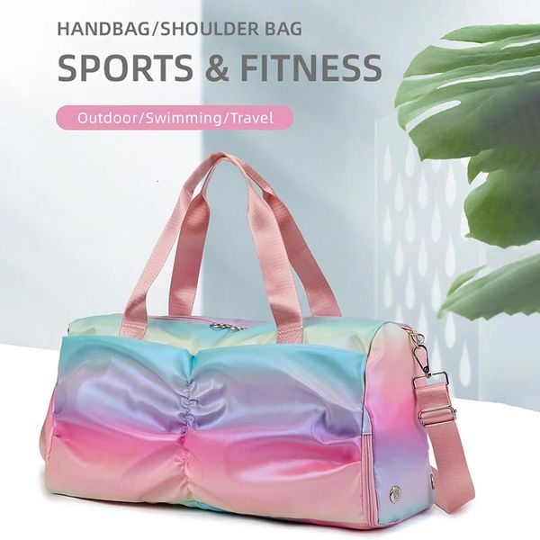 Bolsa de gimnasia para mujeres coloridas bolsas de ejercicio para zapatos al aire libre Sports Sports Student Daily Dry Hand Bags Duffel Yoga Pack 240425